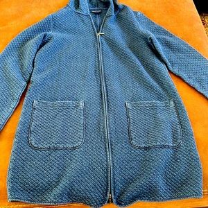 Pure Jill, indigo, denim color Zip up hoodie, lightweight jacket. Size XS